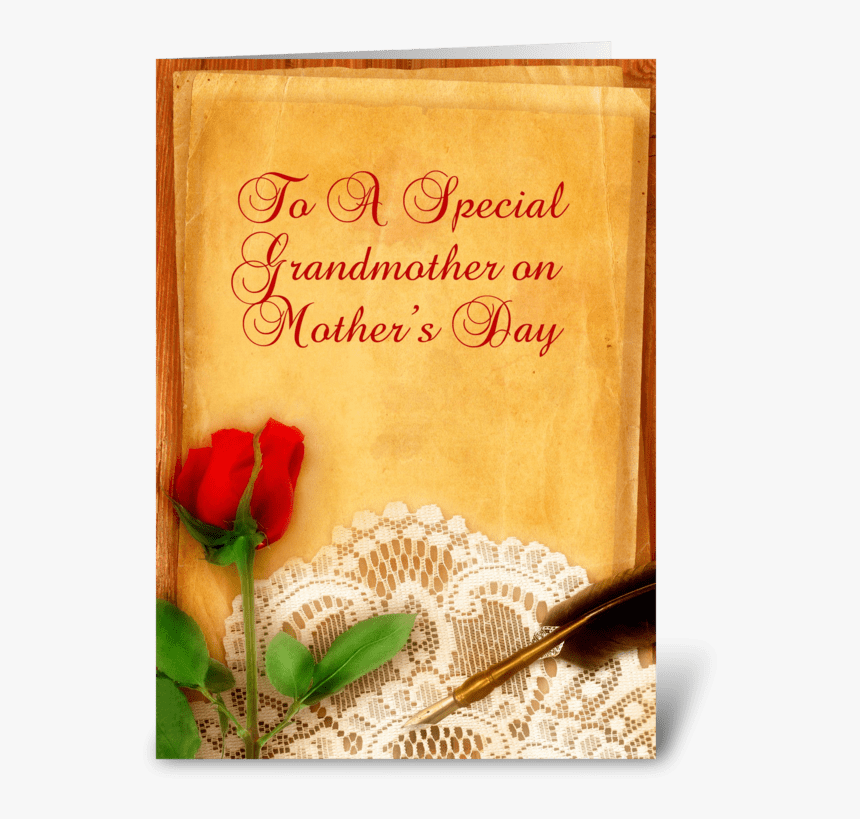 Vintage Lace, Red Rose, Grandmother Greeting Card - Christmas Card, HD Png Download