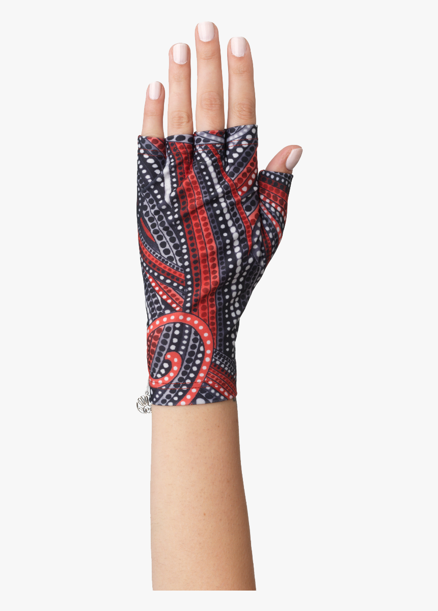 Black And Red Fingerless Sun Protection Gloves - Plaid, HD Png Download