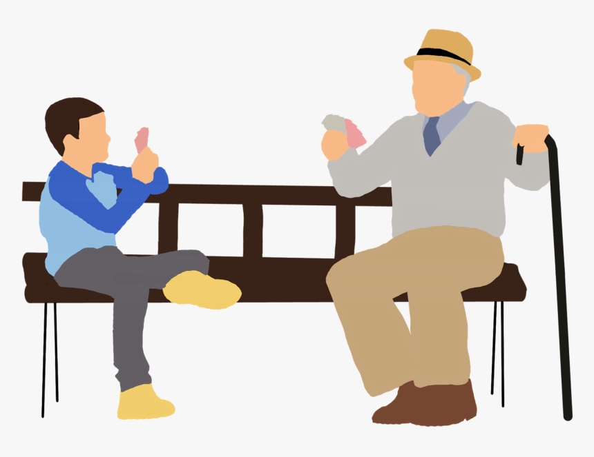 Old Couple Sitting On Bench Clip Art Png - Story Telling Png, Transparent Png