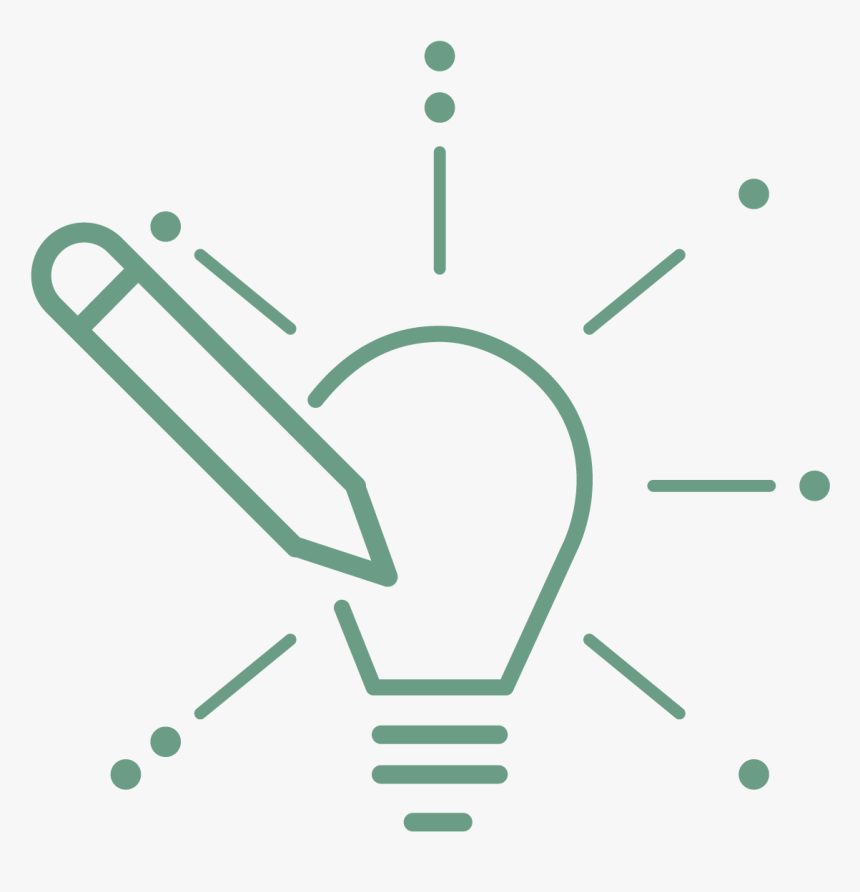 Light Bulb With Pencil Icon In Green Denoting Storytelling - Vector Graphics, HD Png Download