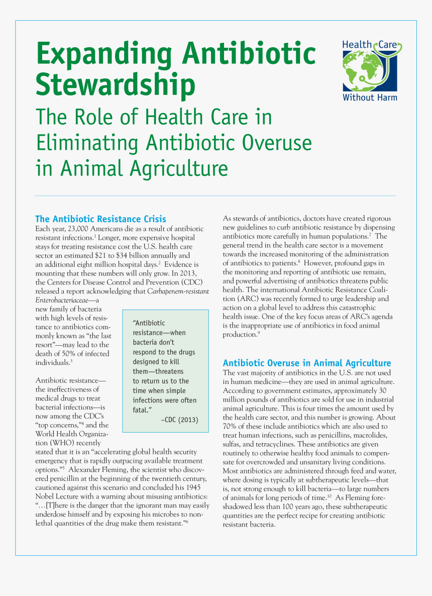 Expanding Antibiotic Stewardship White Paper - Healthcare Without Harm, HD Png Download