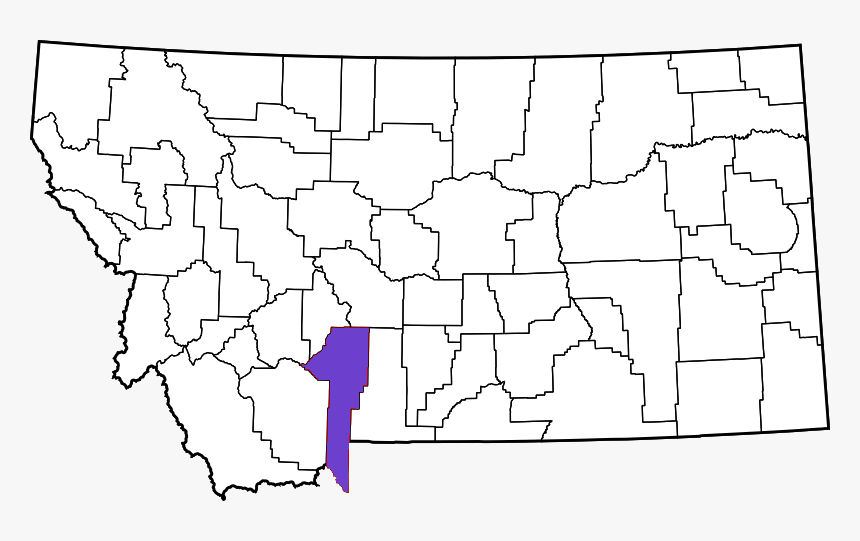 Map Of Montana Highlighting Gallatin County - Montana Map Black And White, HD Png Download