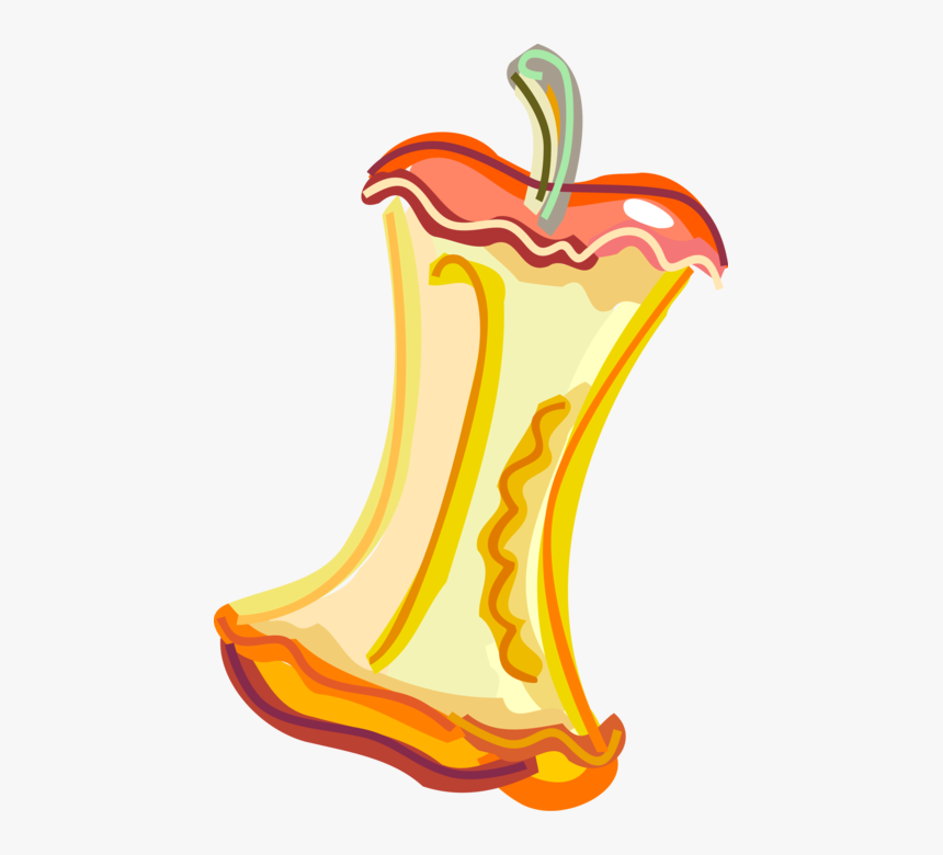 Vector Illustration Of Eaten Fruit Apple Core, HD Png Download