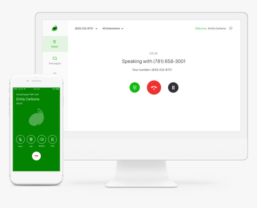 Grasshopper Voip Wifi Calling Hero Png - Grasshopper Call, Transparent Png