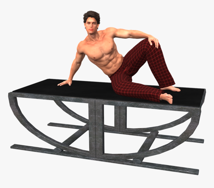 Model, Man, Table, Pose, Relaxed, Isolated, Sexy - Sexy Table Pose, HD Png Download