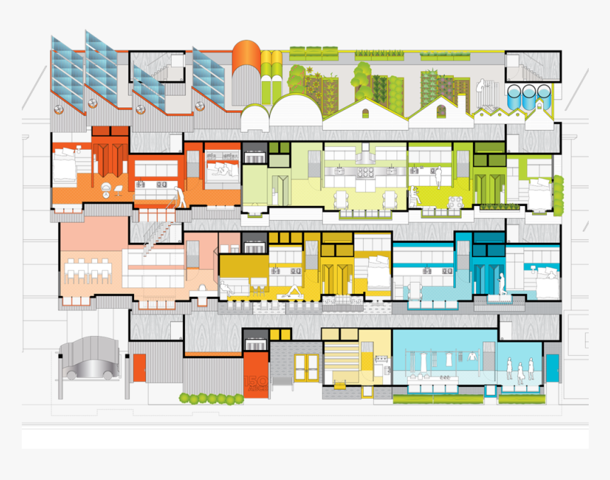 Detail, Living Spaces In East Block, Interior 90˚ Planometric, HD Png Download