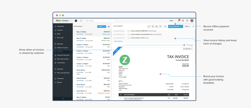 Create Invoice - Zoho Invoice - Smart Invoice, HD Png Download
