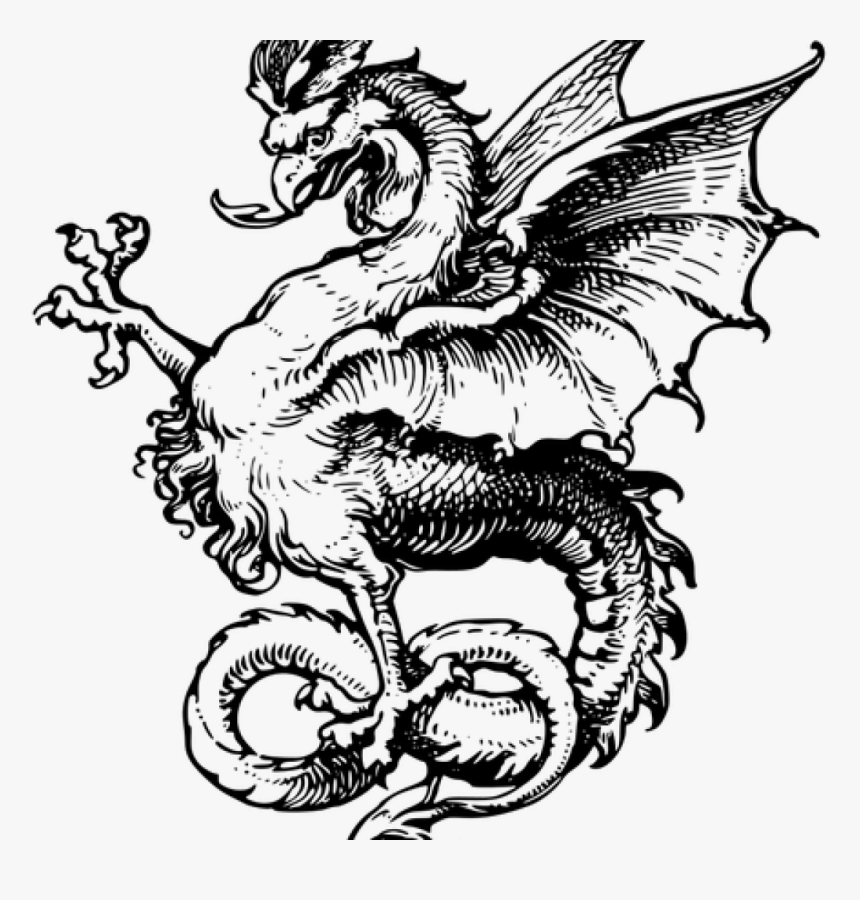 Dragon Clipart Black And White School Clipart - Dragon Medieval, HD Png Download