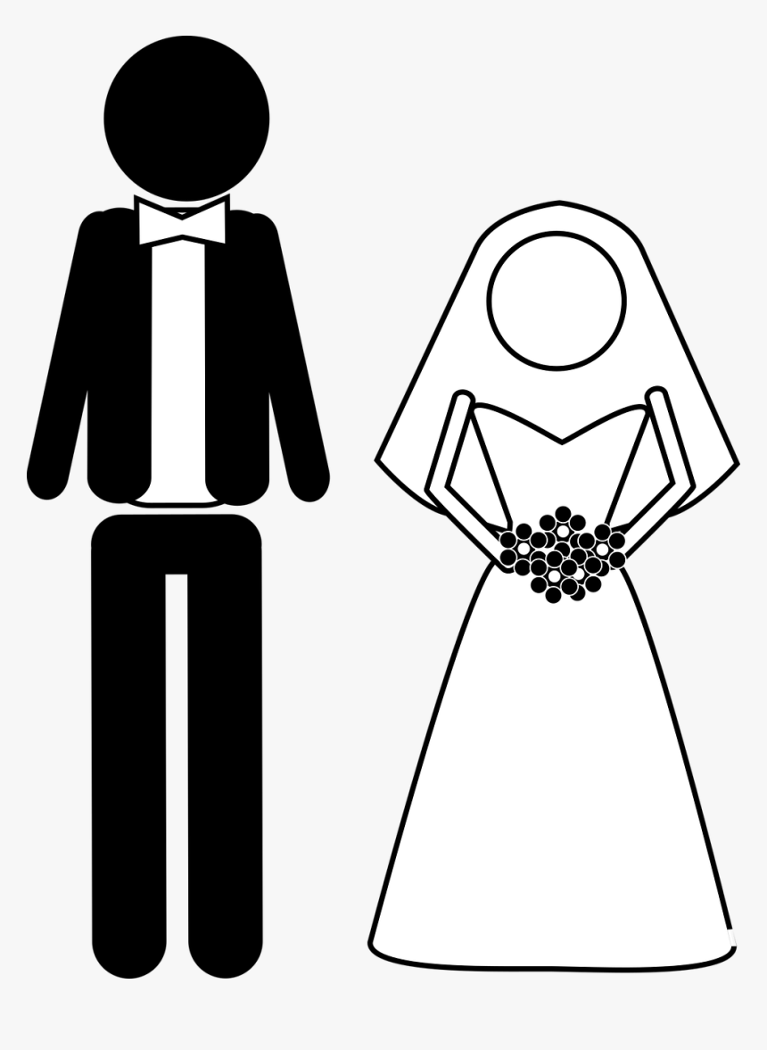 Married, Bride, Groom, Vector Graphic - Braut Und Bräutigam Zeichnung, HD Png Download