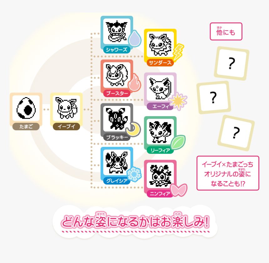 どんな姿になるかお楽しみ！ - Eevee Tamagotchi, HD Png Download