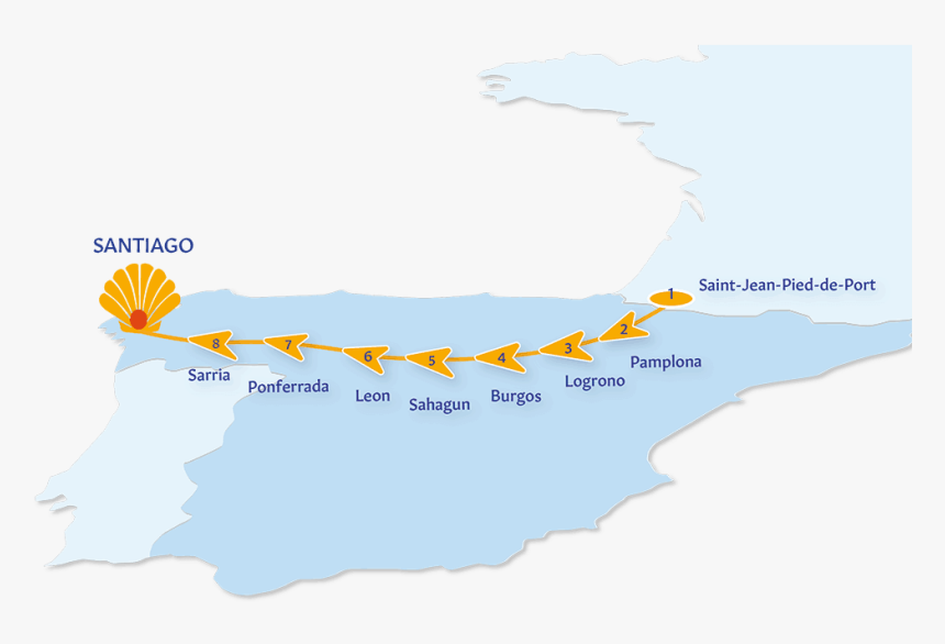 A Map Of The Camino Route In France, HD Png Download