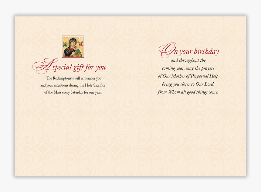 The Interior Of Our Birthday Mass Card - Virgen Del Perpetuo Socorro, HD Png Download