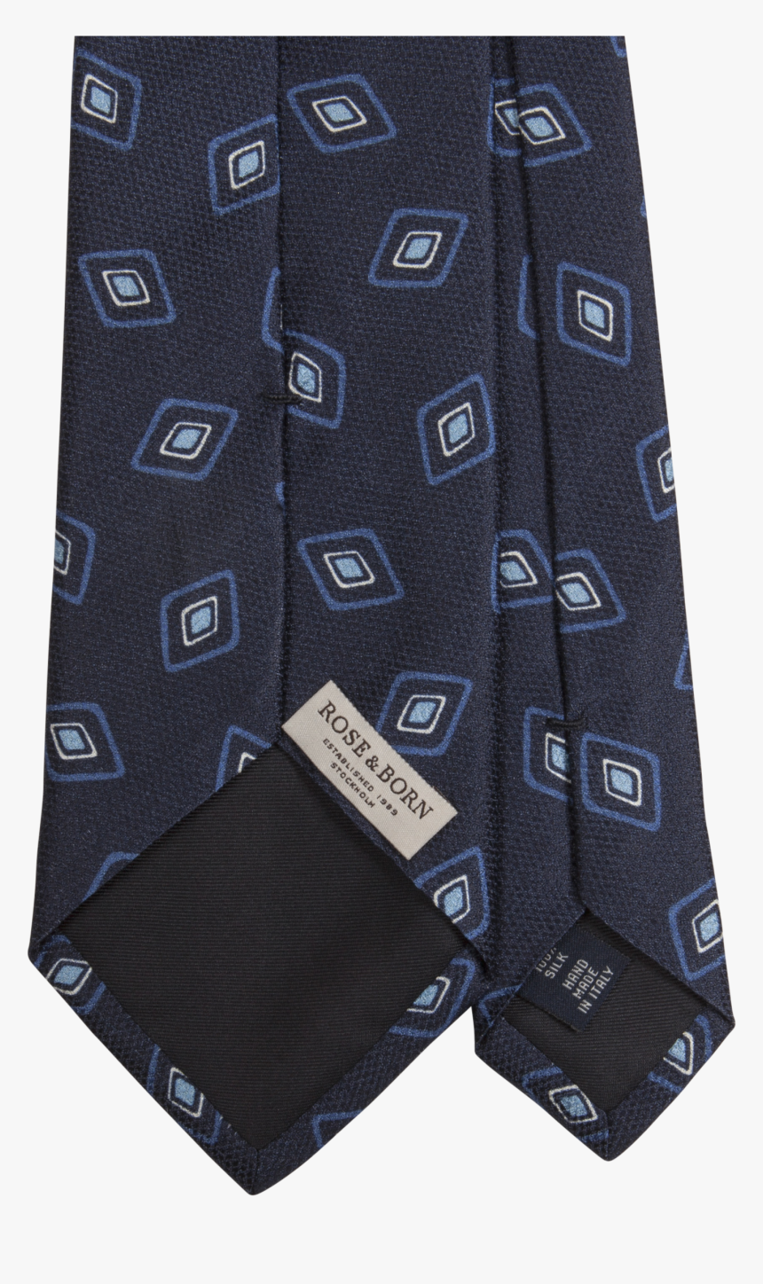 Navy Diamond Block Print Silk Tie - Wallet, HD Png Download