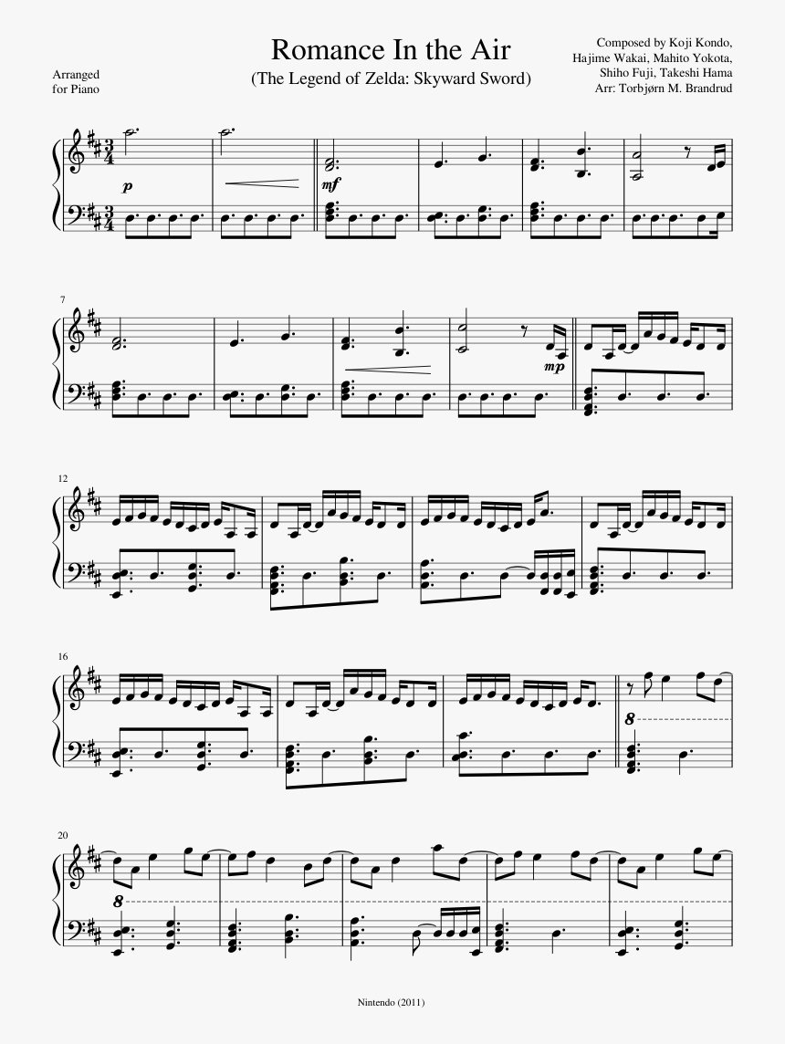 Romance In The Air Sheet Music, HD Png Download