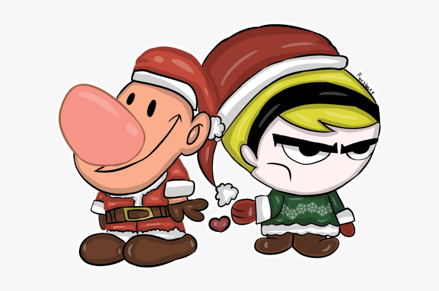Mandy And Billy Wearing Santa Caps-ysk511 - Cartoon, HD Png Download