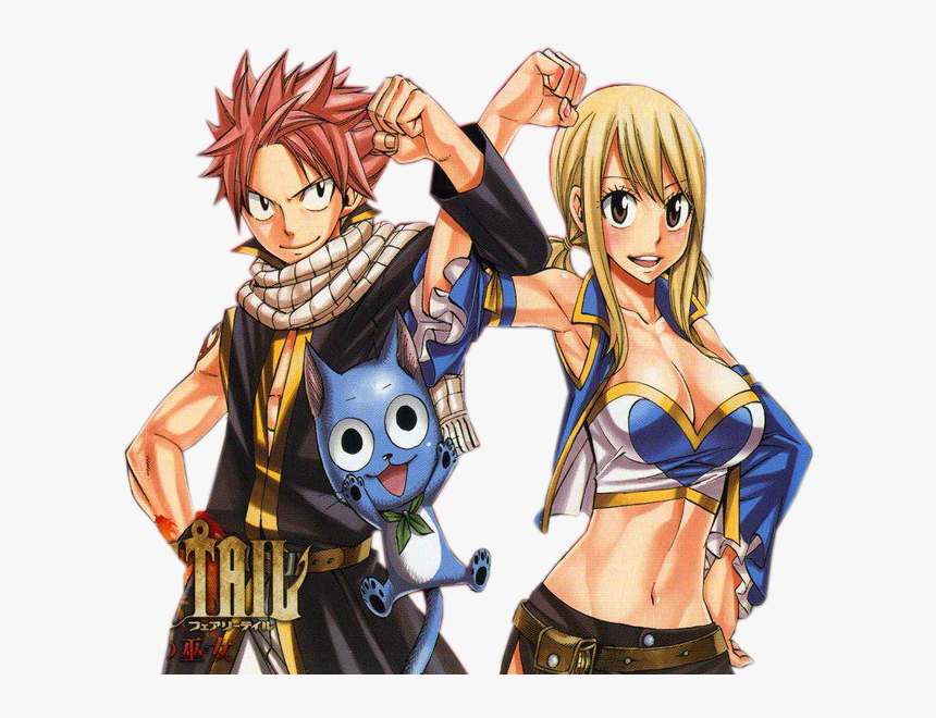 Fairy Tail Hintergrund Titled Nalu - Natsu Lucy And Happy, HD Png Download