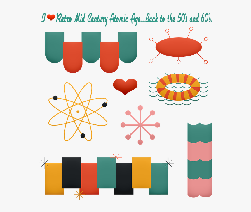 Retro Mid Century, Atomic Age, Retro Colors, Atom, HD Png Download