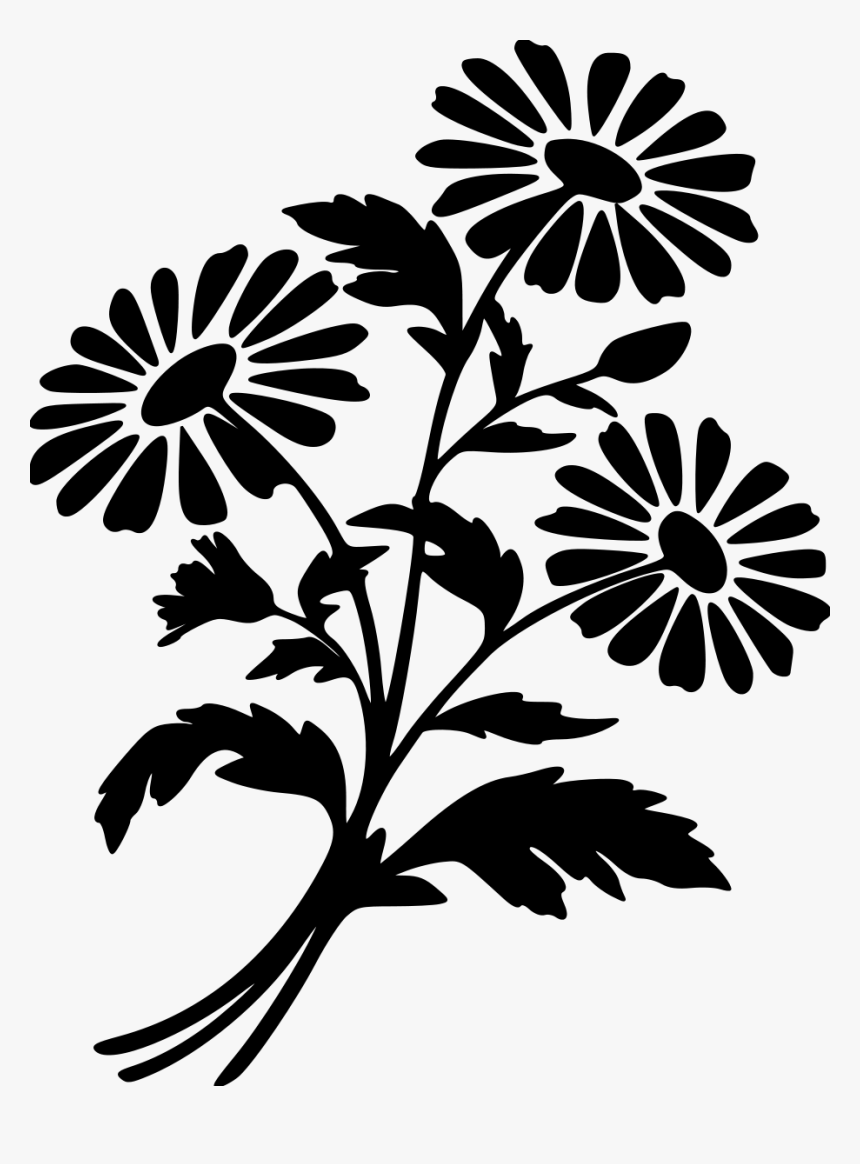 Vector Graphics Silhouette Illustration Flower Image - Chamomile Flower Silhouette, HD Png Download