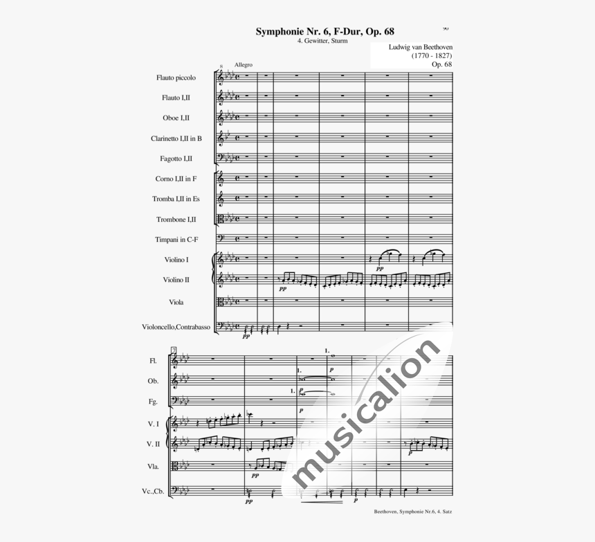 Beethoven, Ludwig Van - Summer Presto Violin Sheet Tab Music, HD Png Download