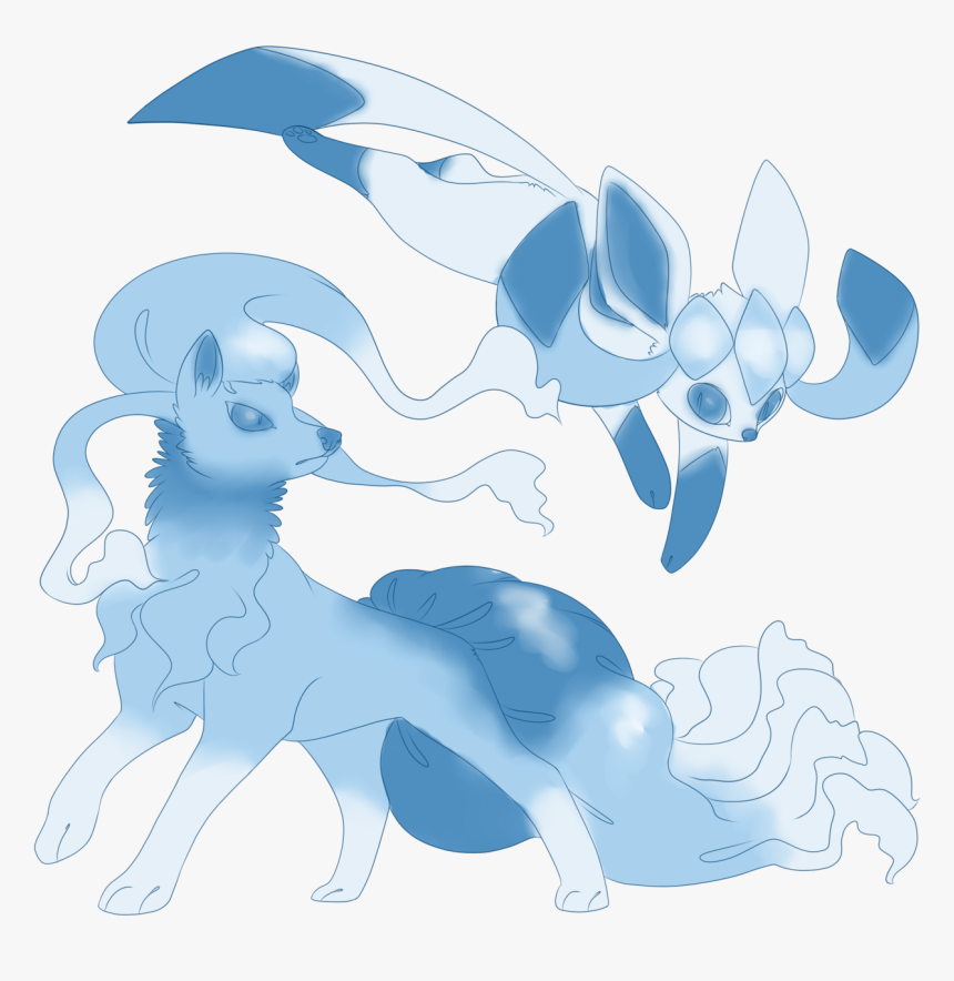 Alolan Ninetales And Shiny Glaceon - Alolan Ninetales And Glaceon, HD Png Download