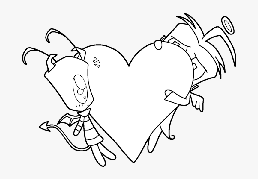 Devilangel Love Zadr Lineart By Pat The Kitsune - Illustration, HD Png Download