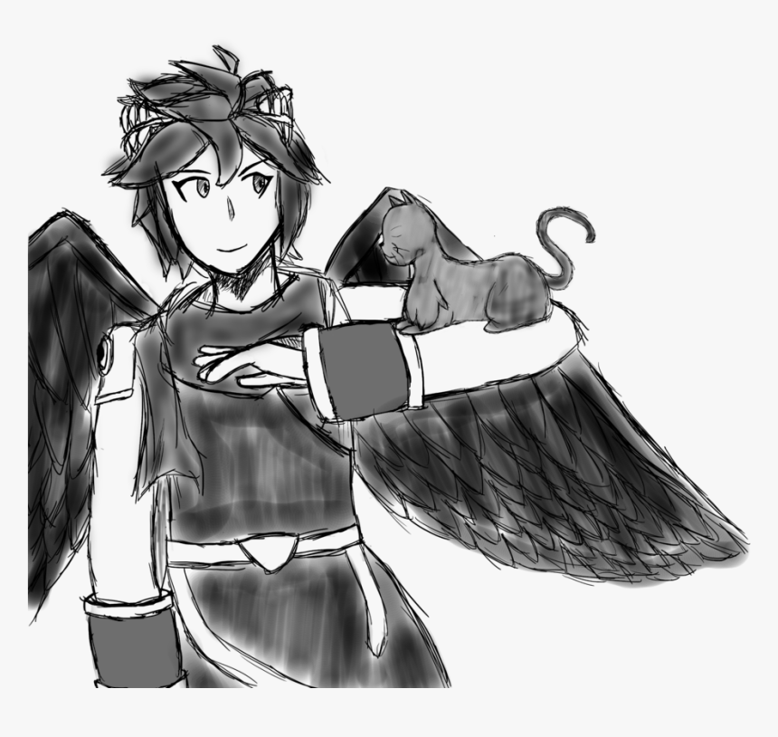 Dark Pit With Cat - Cartoon, HD Png Download