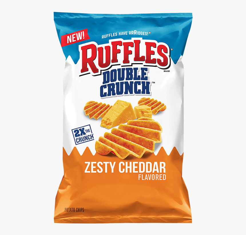 Ruffles® Double Crunch™ Zesty Cheddar Flavored Potato - New Ruffles Chips Double Crunch Zesty Cheddar, HD Png Download
