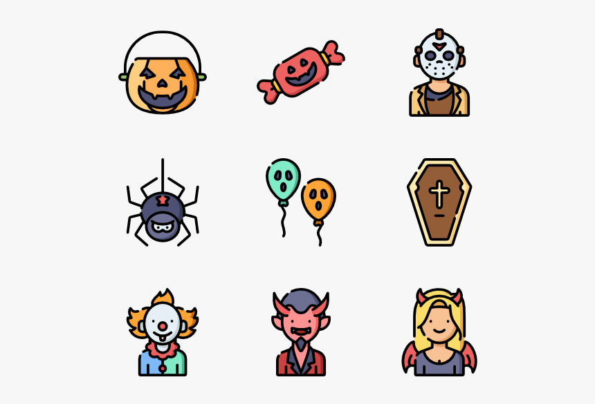 Halloween Design Elements Vector Icon Set - Icon Halloween Vector Png, Transparent Png