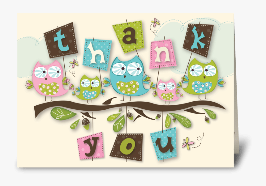 Whoo S Cute Thank You Card Greeting Card - Thank You Cute Card, HD Png Download