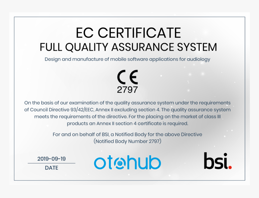 Ce Certificate Otohub - Bsi Group, HD Png Download
