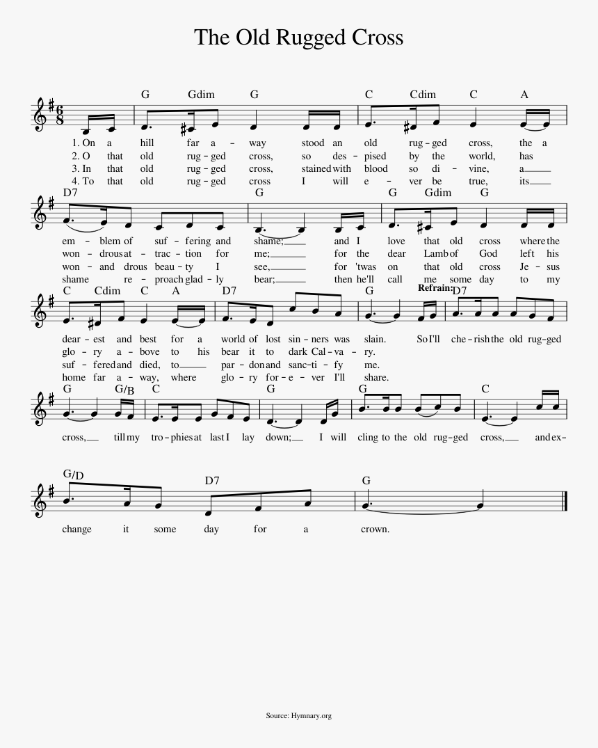 Old Rugged Cross Musescore, HD Png Download