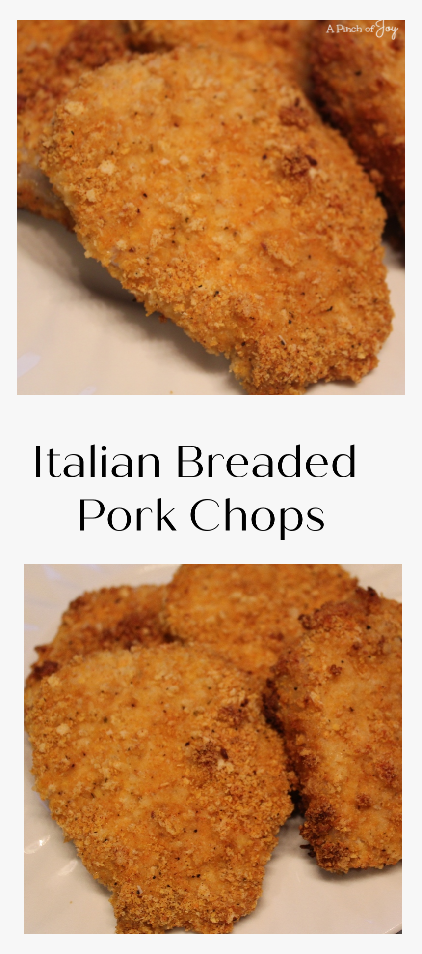 Italian Breaded Pork Chops A Pinch Of Joy - Cutlet, HD Png Download