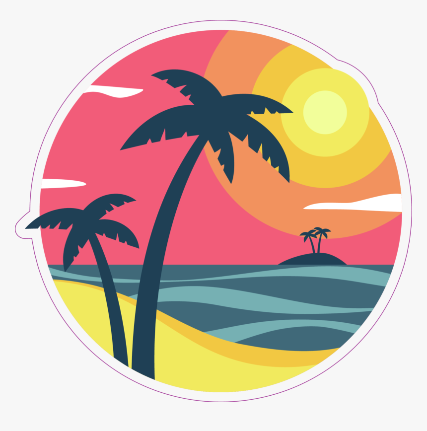 Sunrise With Palm Trees On A Tropical Island Sticker - Stop Worrying And Anxiety, HD Png Download
