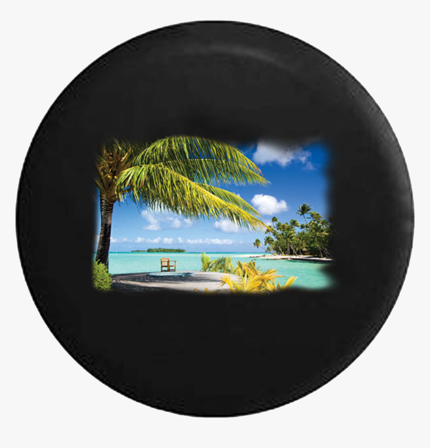 Tropical Island Beach Life Palm Trees Jeep Camper Spare, HD Png Download