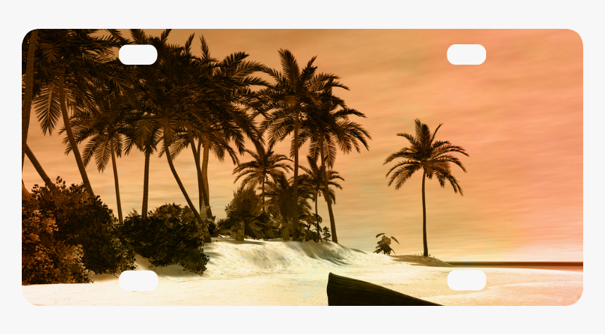 Wonderful Seascape With Tropical Island Classic License - Attalea Speciosa, HD Png Download