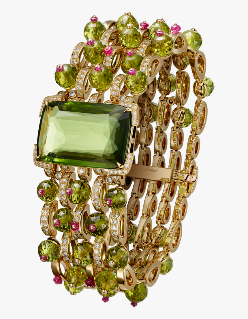 High Jewelry Braceletyellow Gold, Peridots, Rubies, - Engagement Ring, HD Png Download