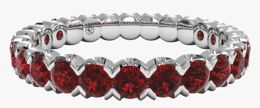 Ring Lined In Rubies With White Gold Border - Ring, HD Png Download