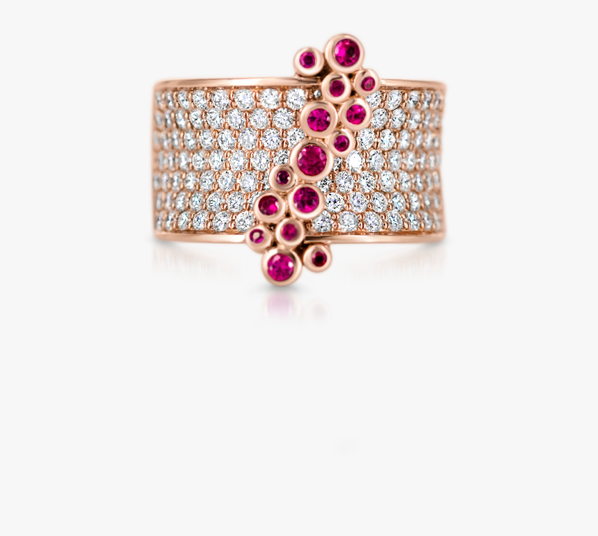 Saddle Mini Ring With Diamonds And Rubies - Pearl, HD Png Download