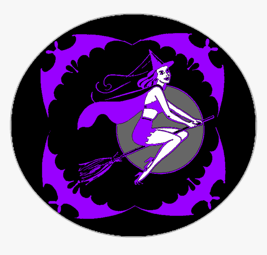 Flying Witchy Moon Blk1 Small - Circle, HD Png Download