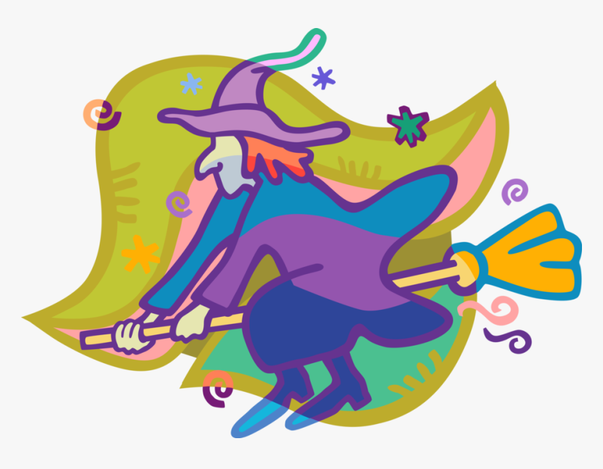 Vector Illustration Of Halloween Sorceress Witch Flying, HD Png Download