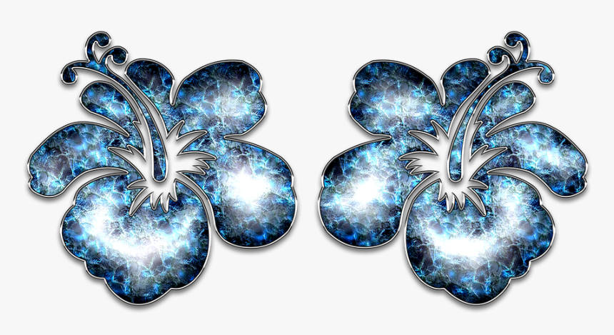 Decor, Ornament, Blue, Jewelry, Flower, Hibiscus - Motif, HD Png Download
