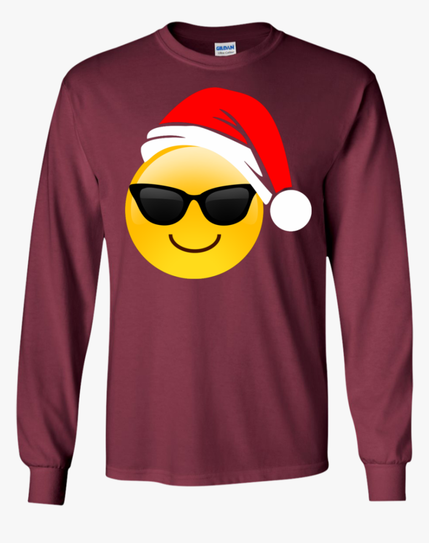 Emoji Christmas Shirt Cool Sunglasses Santa Hat Family - T-shirt, HD Png Download
