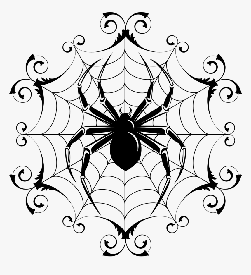Cartoon Halloween Pictures To - Drawings Of Spiders In Webs, HD Png Download