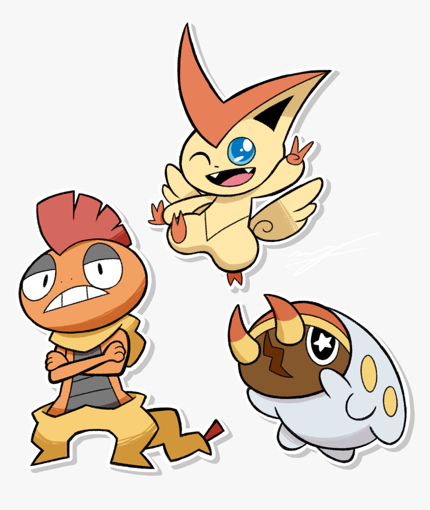Grubbin, Scrafty, Victini - Cartoon, HD Png Download