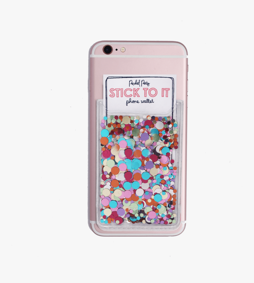 Packed Party Stick To It Multi Confetti Phone Card - Clear Adhesive Cell Phone Card Holder, HD Png Download