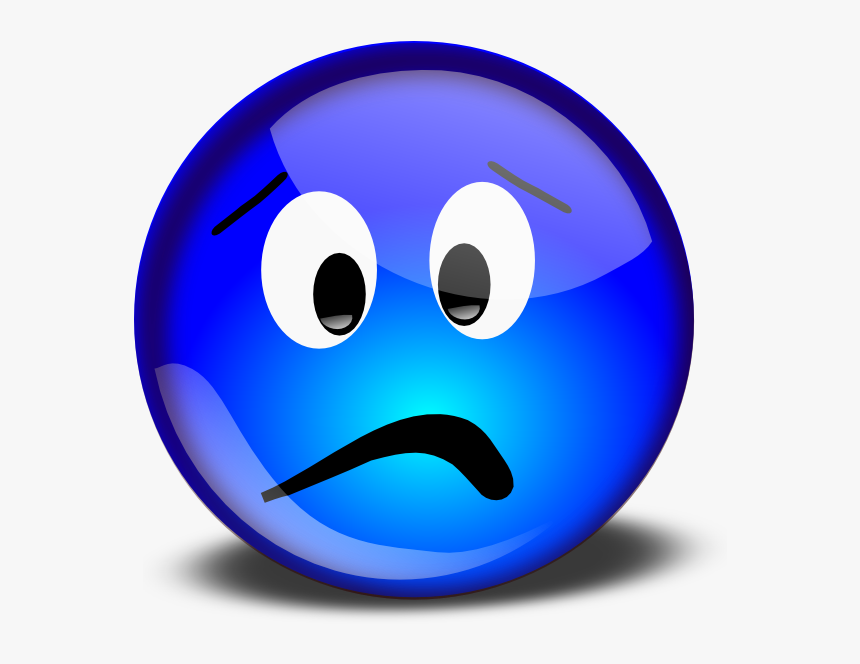 Blue Smiley Svg Clip Arts - Blue Sad Smiley Face, HD Png Download