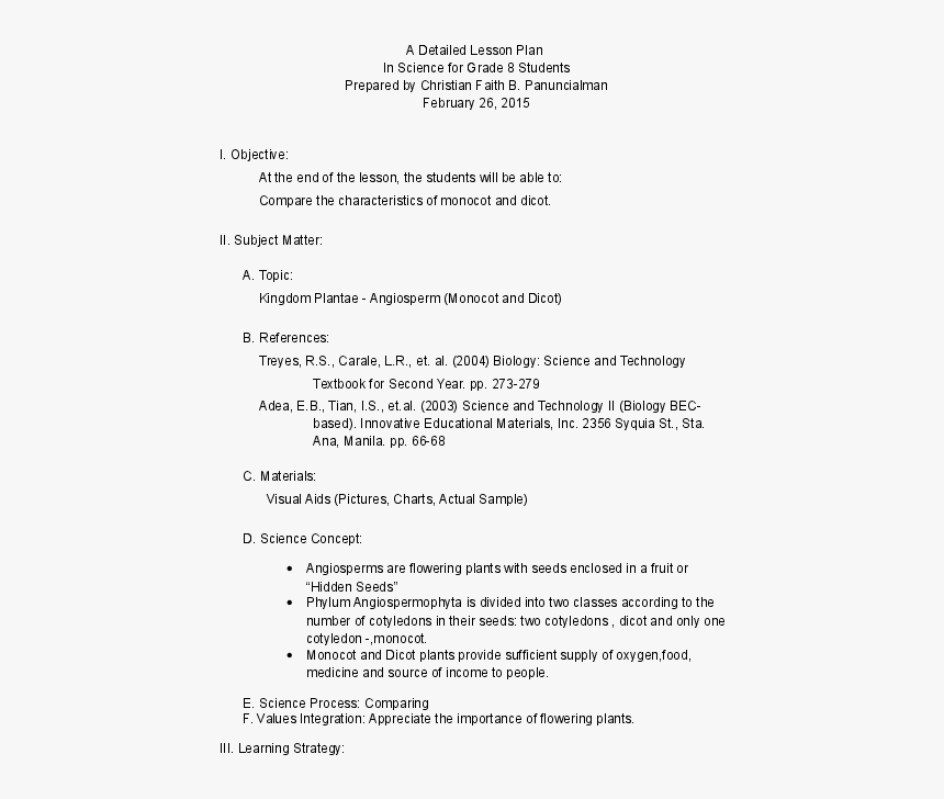 Lesson Plan In Monocot And Dicot, HD Png Download