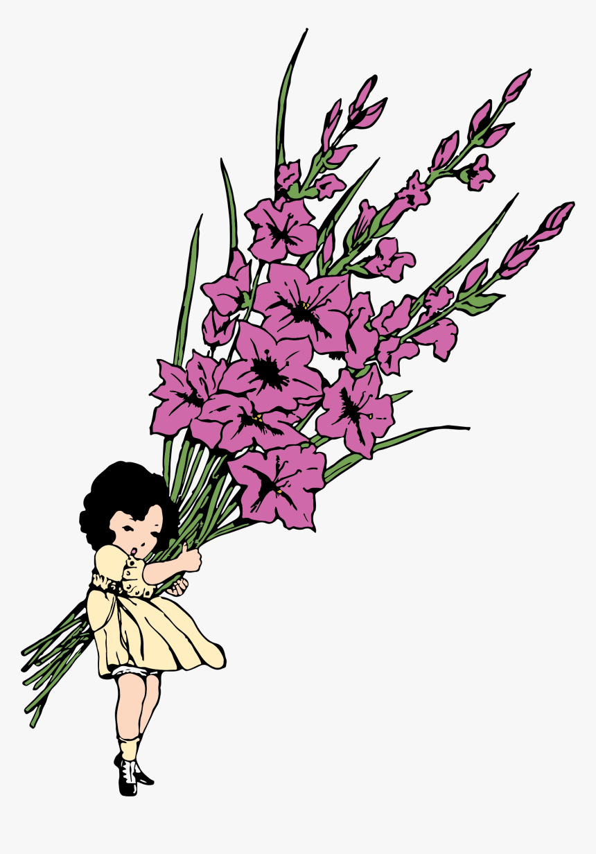 Flower Girl Big Image - Flowers Silhouette Png, Transparent Png