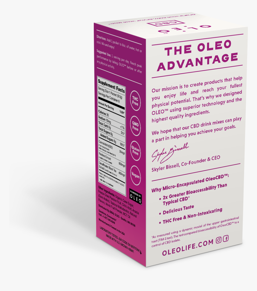 Oleo Passion Fruit Cbd Rooibos Tea Mix 6ct Box - Box, HD Png Download