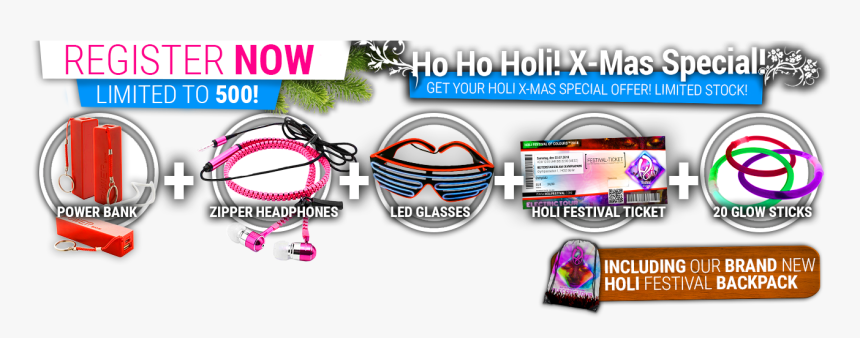 Transparent Glow Sticks Png - Xmas Glow Package Holi Festival, Png Download
